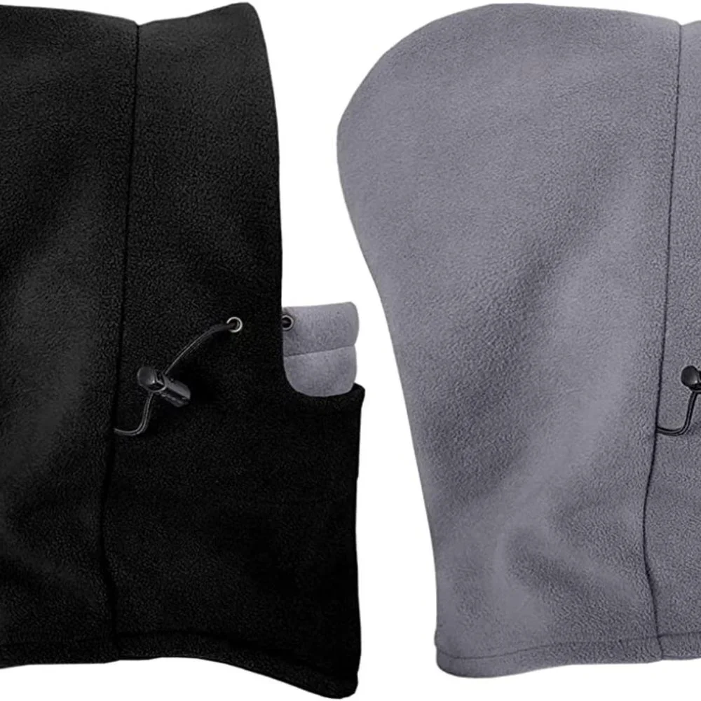 2 Pack  Men's Balaclava Ski Mask Fleece Hat Neck Warmer,  Black＆Gray